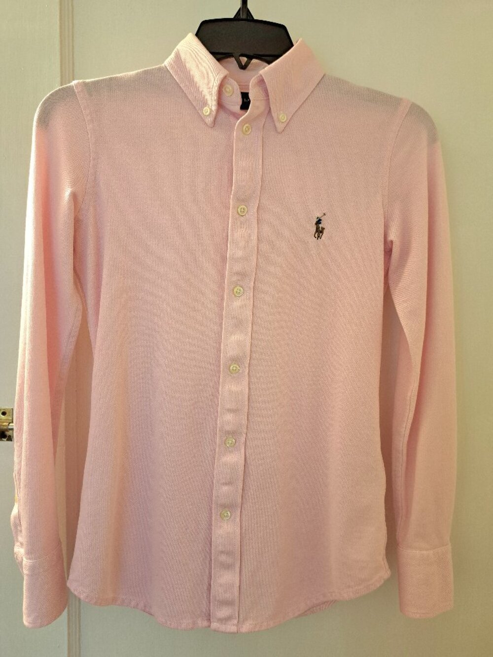 Polo Ralph Lauren Knit Oxford Shirt Mens XS Pink Long Sleeve Pony Button Down